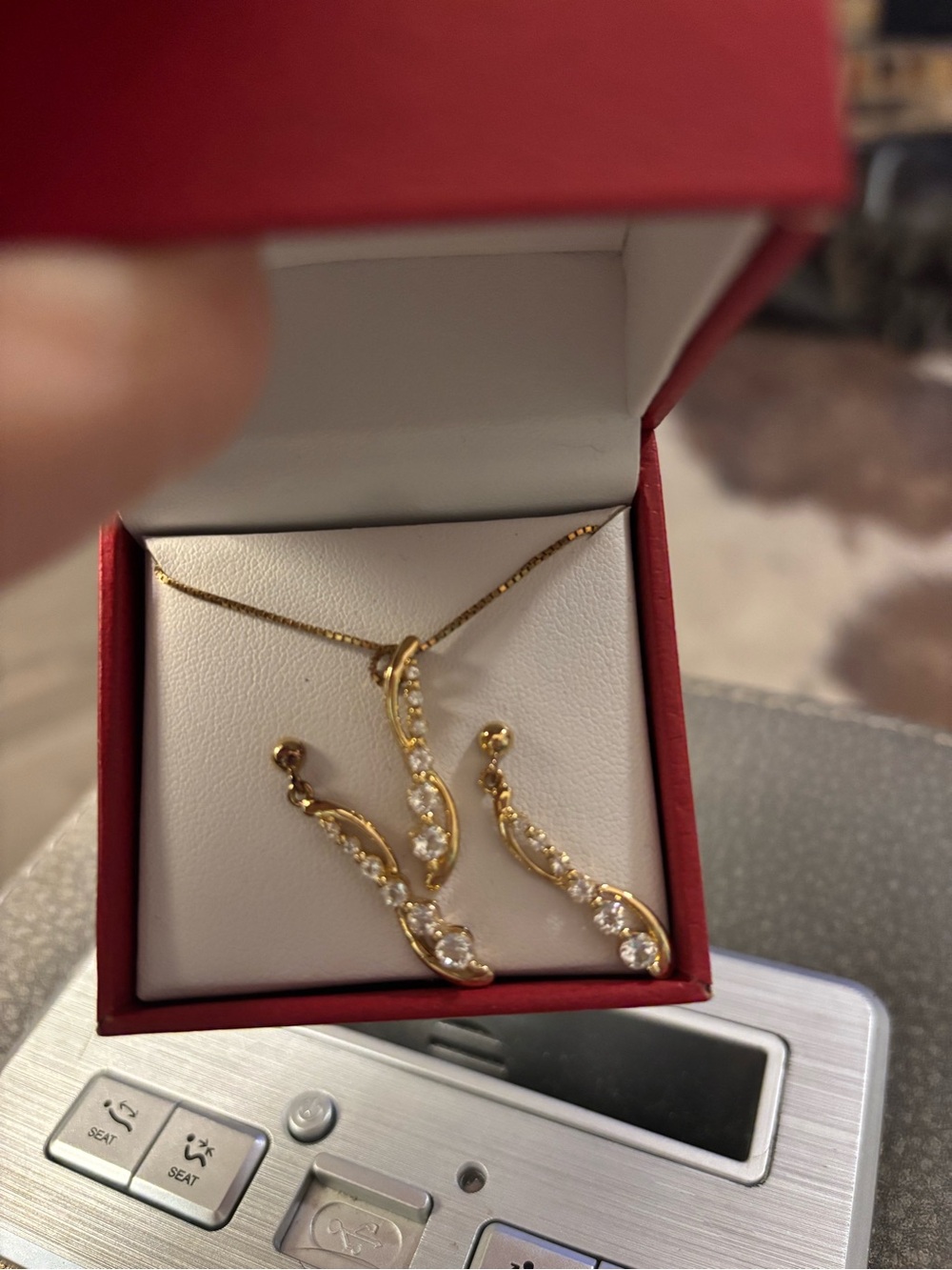 Gold Crystal Vine Necklace and Earring Set by